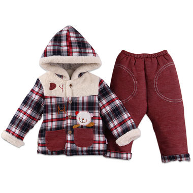 【6个月-2岁】男童保暖两件套，加厚棉袄，多色可选
