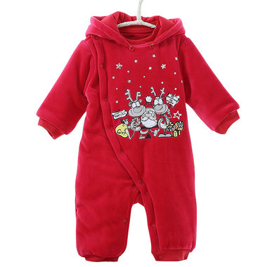 【0-1岁6个月】暖萌圣品，喜庆红色，偏襟小洋装