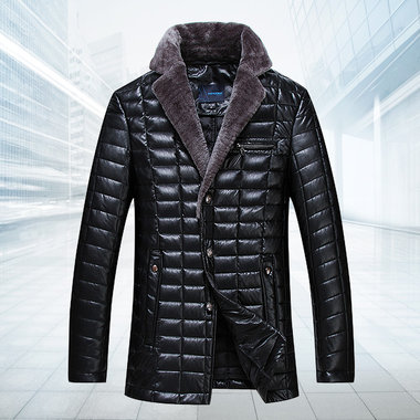 冬装新款西装毛领男棉衣韩版PU皮，款式新颖，舒适
