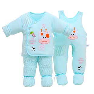 【0-1岁】婴儿棉质保暖加厚三件套，棉衣三件套装