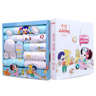 【1个月-1岁】韩国冬季婴儿用品，17件套礼盒，面料柔软