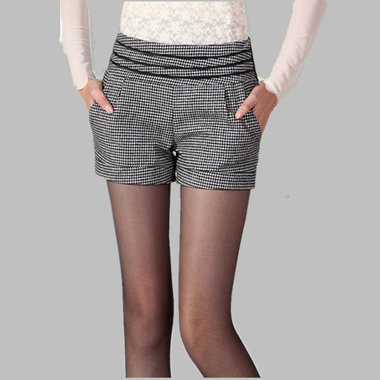 加厚羊毛呢3D拼接休闲短裤，时尚
