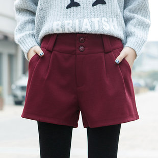 秋冬仿毛呢短裤，面料柔软，阔腿设计，存在轻微浮毛