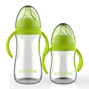 【0-3岁】宽口玻璃奶瓶，简单实用，耐摔安全