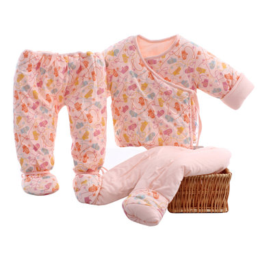 【3个月-2岁】新生儿棉衣三件套，绑带设计，新生宝宝专用，揉圈安全