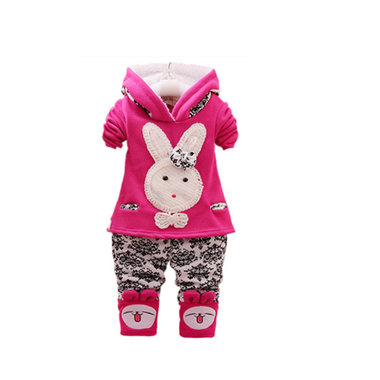 【0-4岁】女童加绒运动两件套装，不起球不褪色