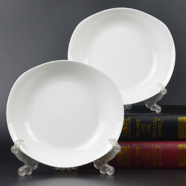 8英寸白异形汤盘，两只装，景德镇骨瓷餐具
