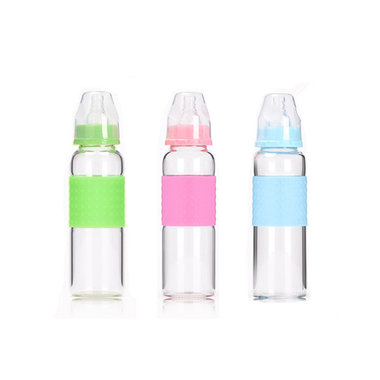 【0-3岁】高硼硅玻璃玻璃瓶身，硅胶奶嘴，环保