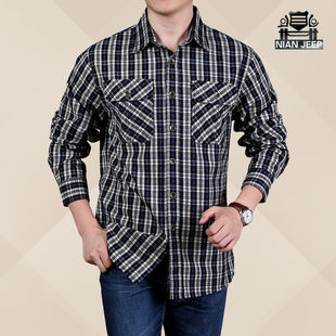 吉普盾秋装长袖格子衬衫，商品尺码标准，如对尺码有疑问，可以联系在线客服询问