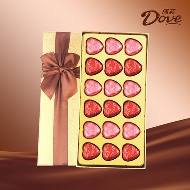 德芙夹心巧克力18粒礼盒装95g，口感丝滑，包装精美