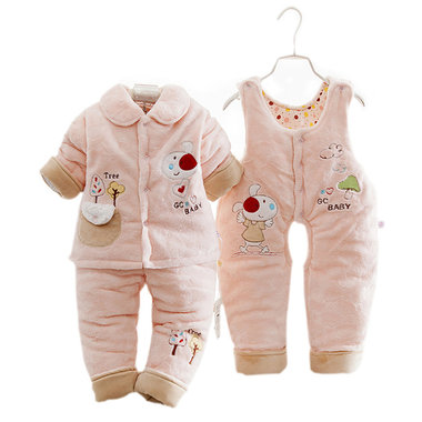 【0-2岁】加厚三件套，保暖舒适，冬季宝宝加厚棉衣