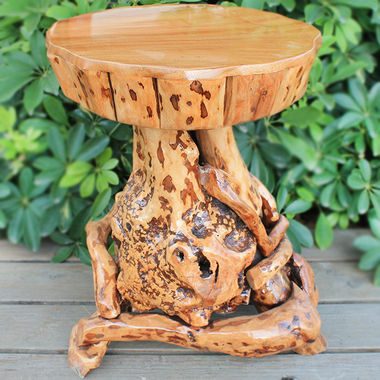 传统根雕艺术与现代中式实木的融合，实木根雕艺术创意凳子
