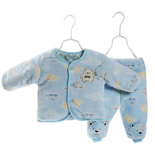 【0-2岁】加绒加厚，婴儿保暖套装，婴儿加绒加厚棉衣套装